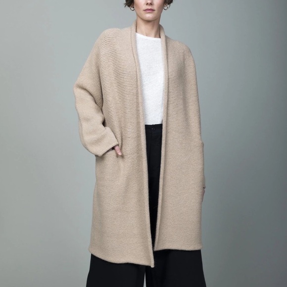 Lauren Manoogian Baby Alpaca Beige Roll Cardigan - Picture 3 of 14